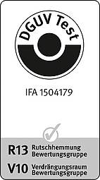 [Translate to EN:] IFA-Zertifikat 1504179 für Graepel-Indoor, Edelstahl, R 13, V 10
