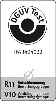 IFA-Prüfbescheinigung 1404022 für Graepel-Quattro, Edelstahl, R11, V10